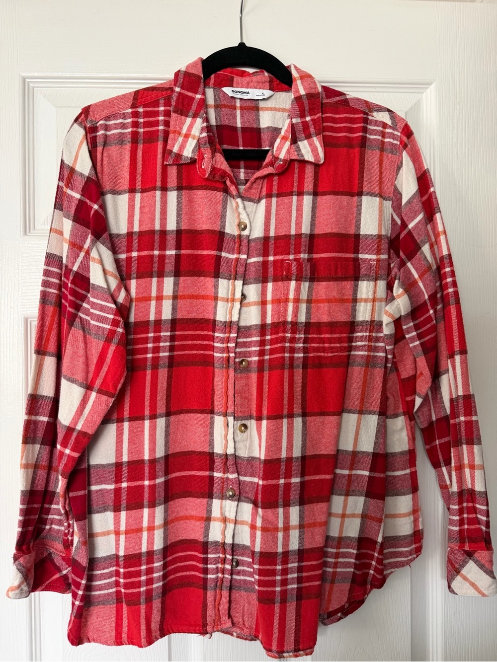 Women’s Red Plaid Button-Up Shirt